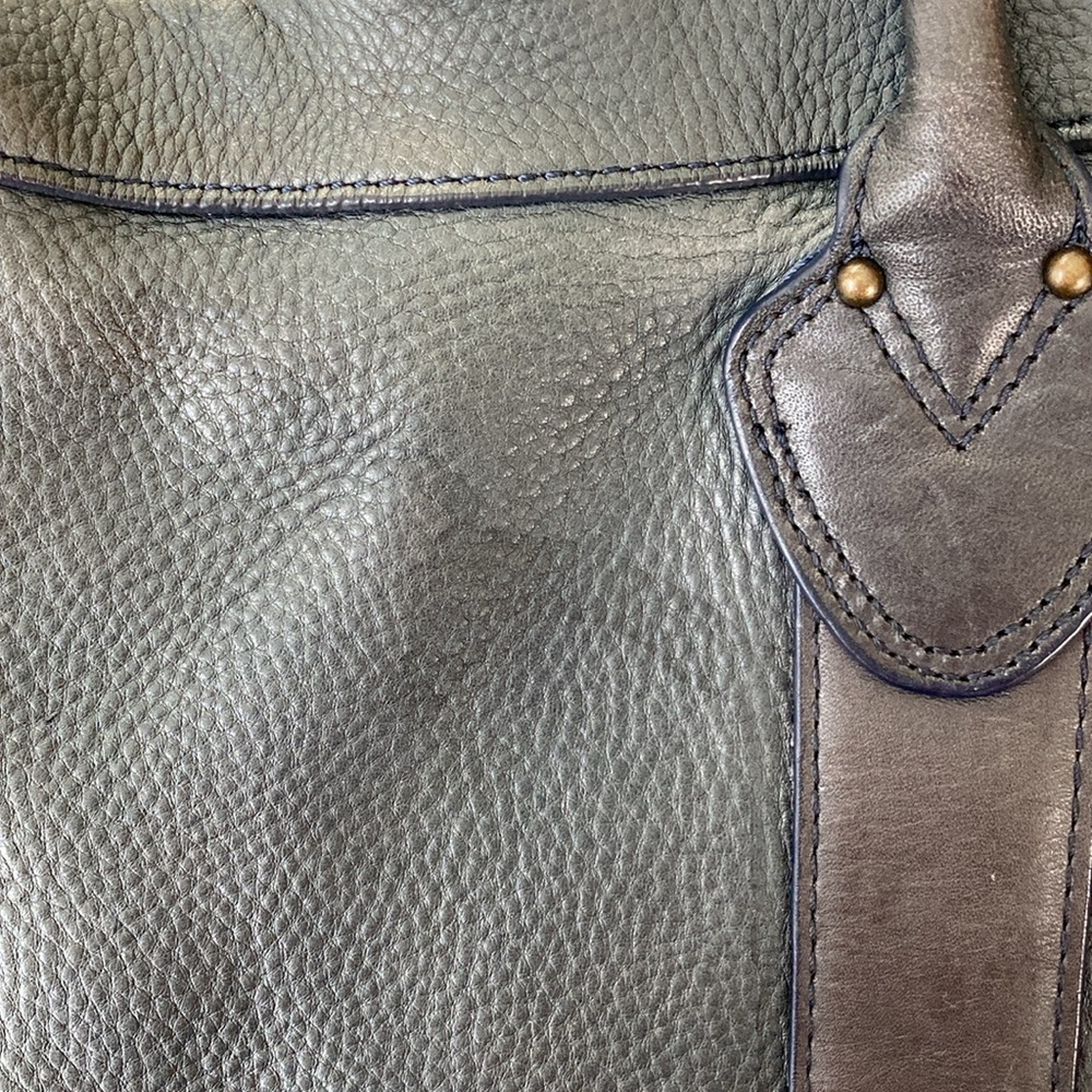 LL Bean Signature Heritage Navy Blue Leather Tote Bag - Picture 14 of 16